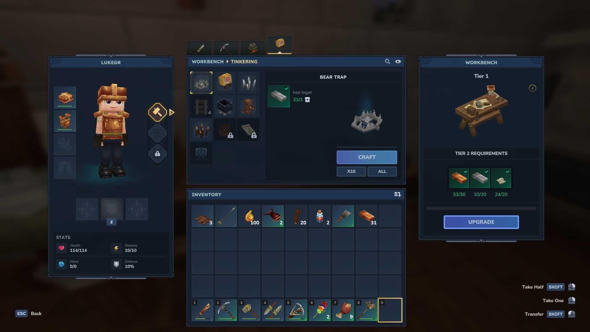 Workbench tier requirements