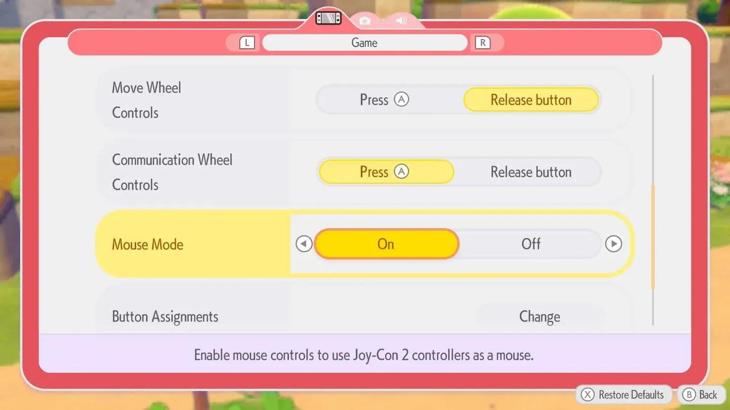 動作輪盤設定為放開按鈕