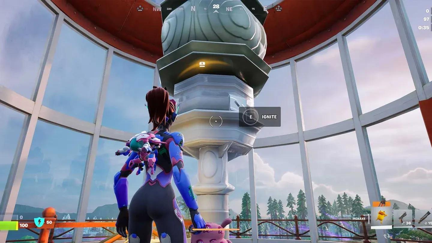 Ignite the lighthouse at the top