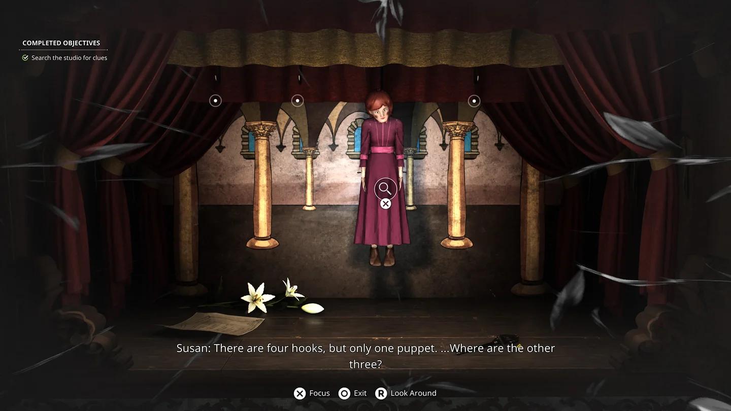 Susan standing near a metronome in a dim convent room in Remothered Red Nuns Legacy