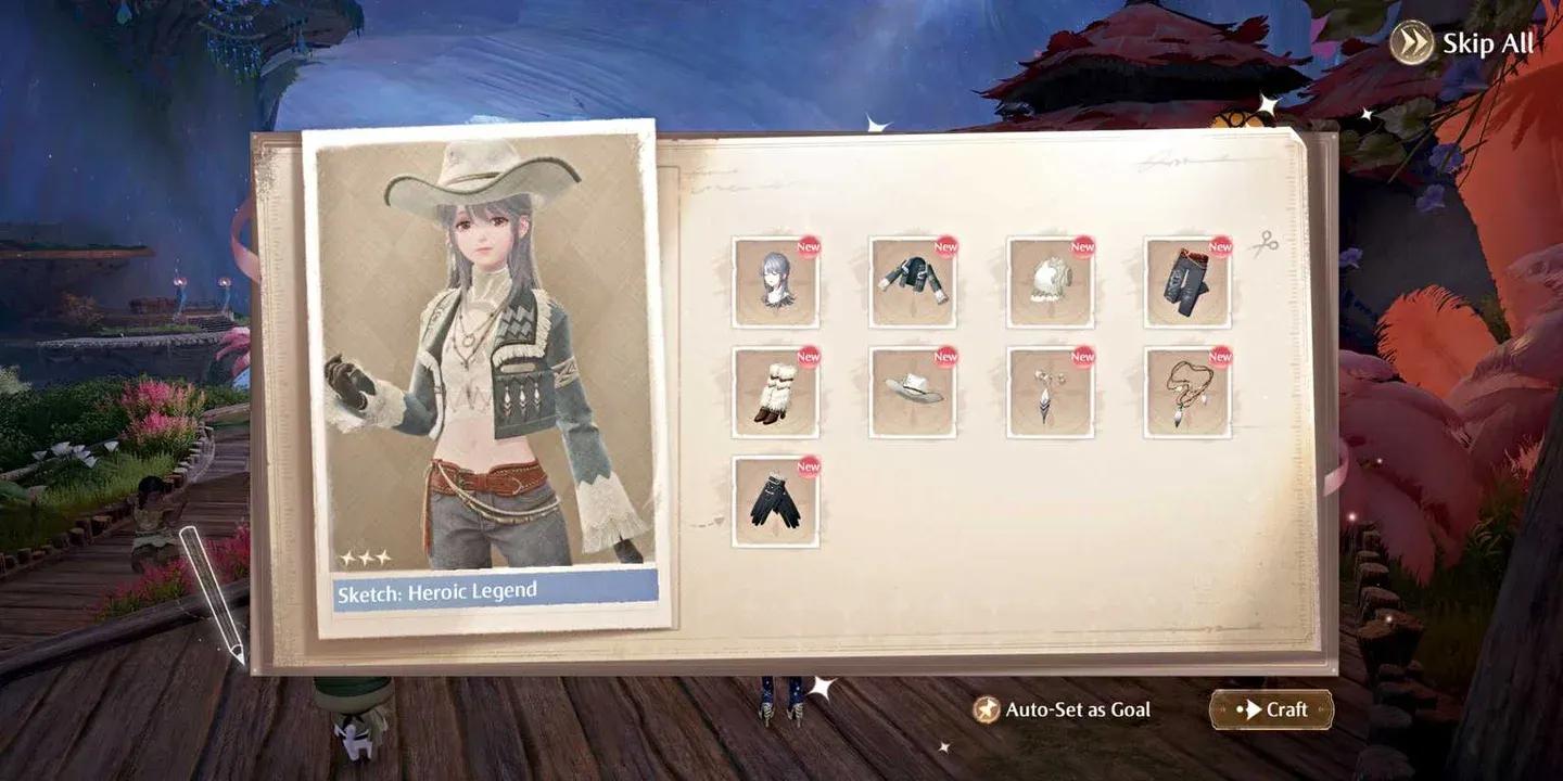 Full crafting materials screen