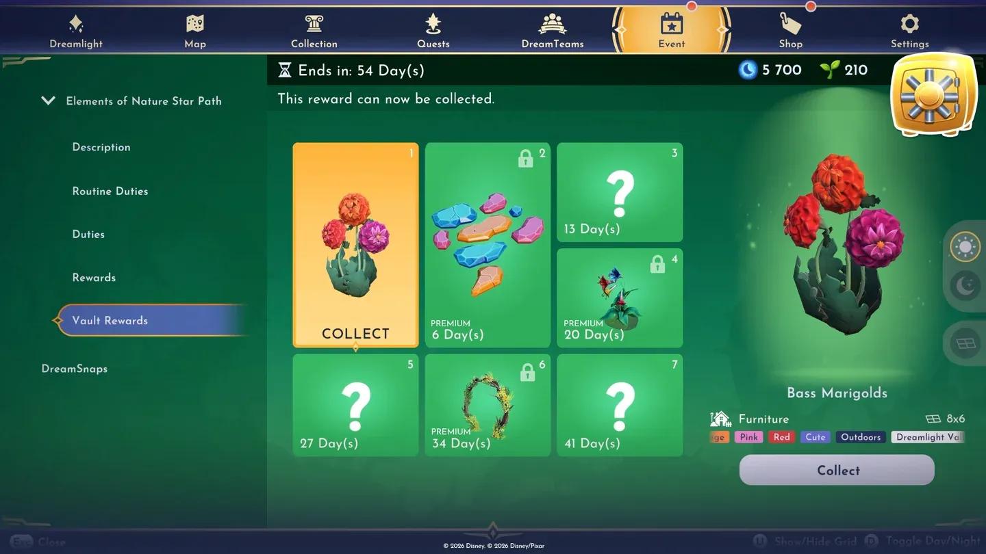 Pantalla de recompensas de la Bóveda del Pase Estelar