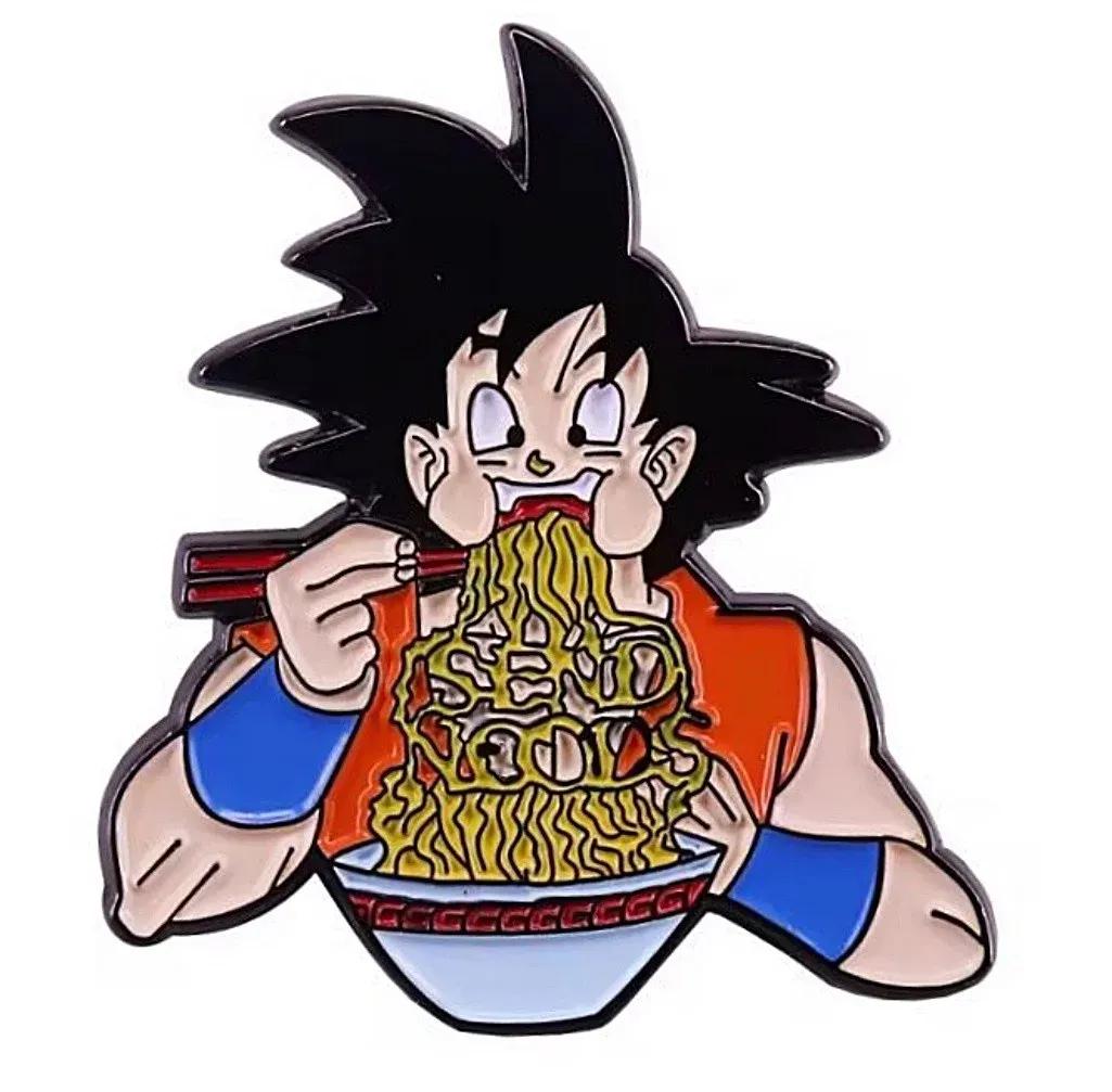 Dragon Ball Z Japanese Anime' Goku Eating Ramen Metal Enamel Pin NEW UNUSED