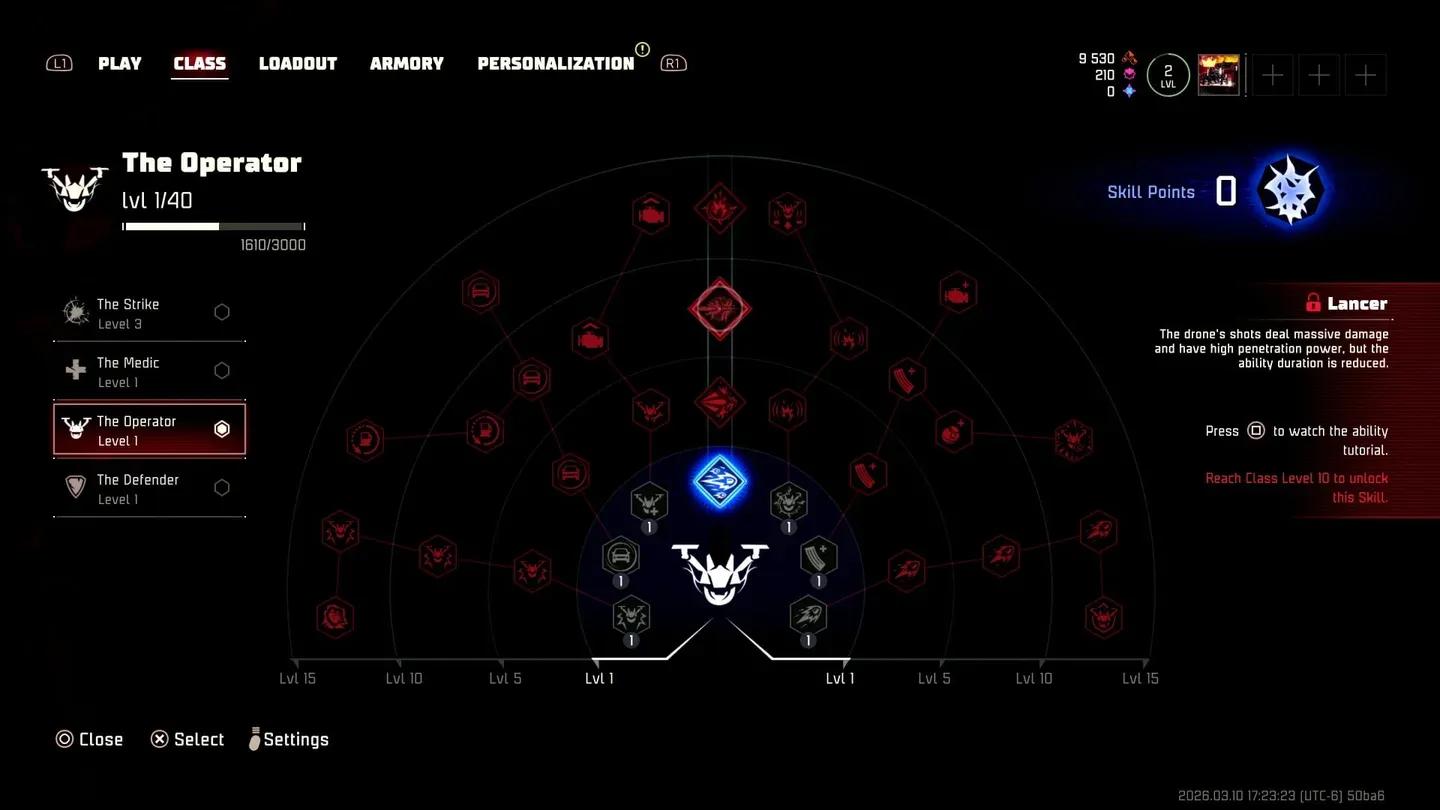 Operator skill tree overview