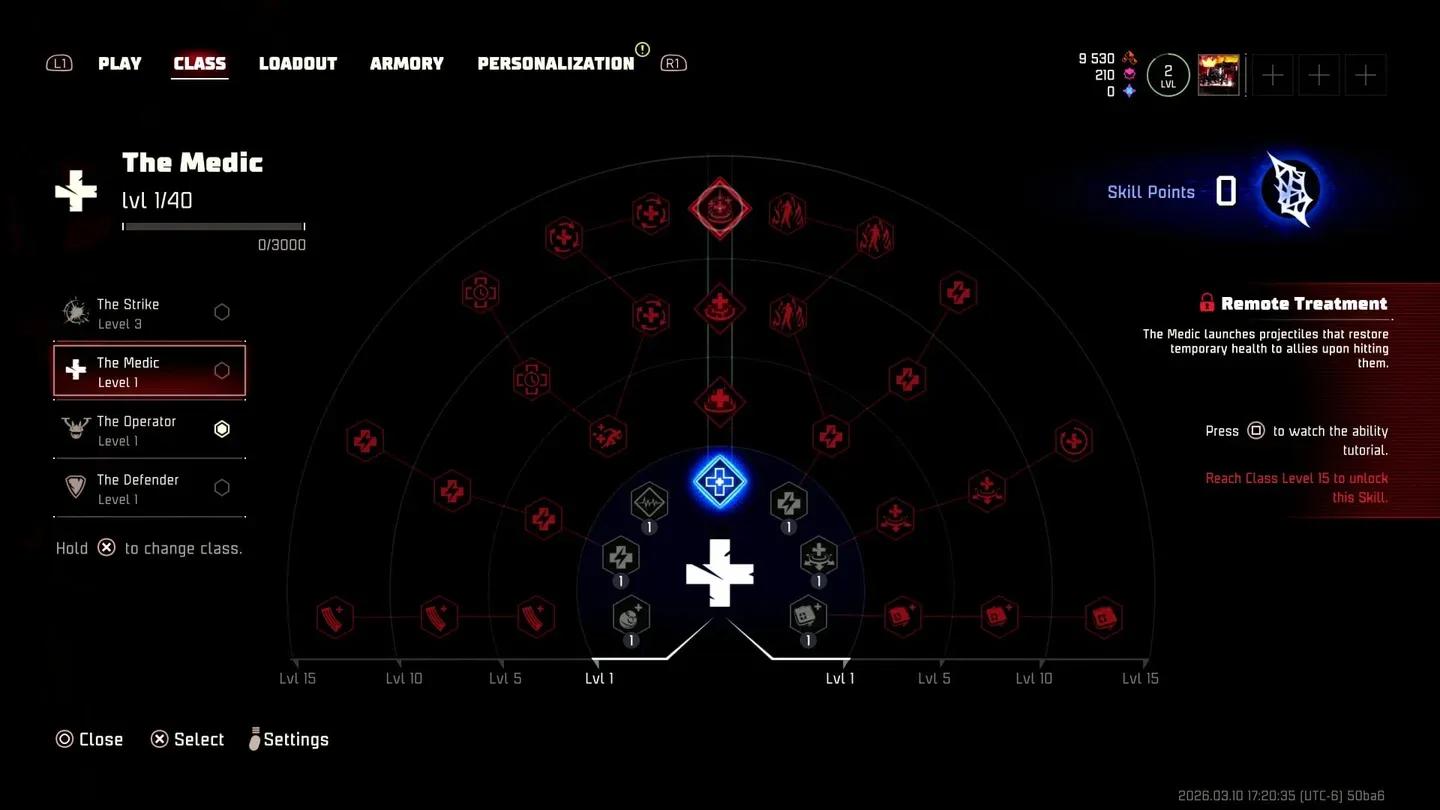 Medic skill tree upgrades