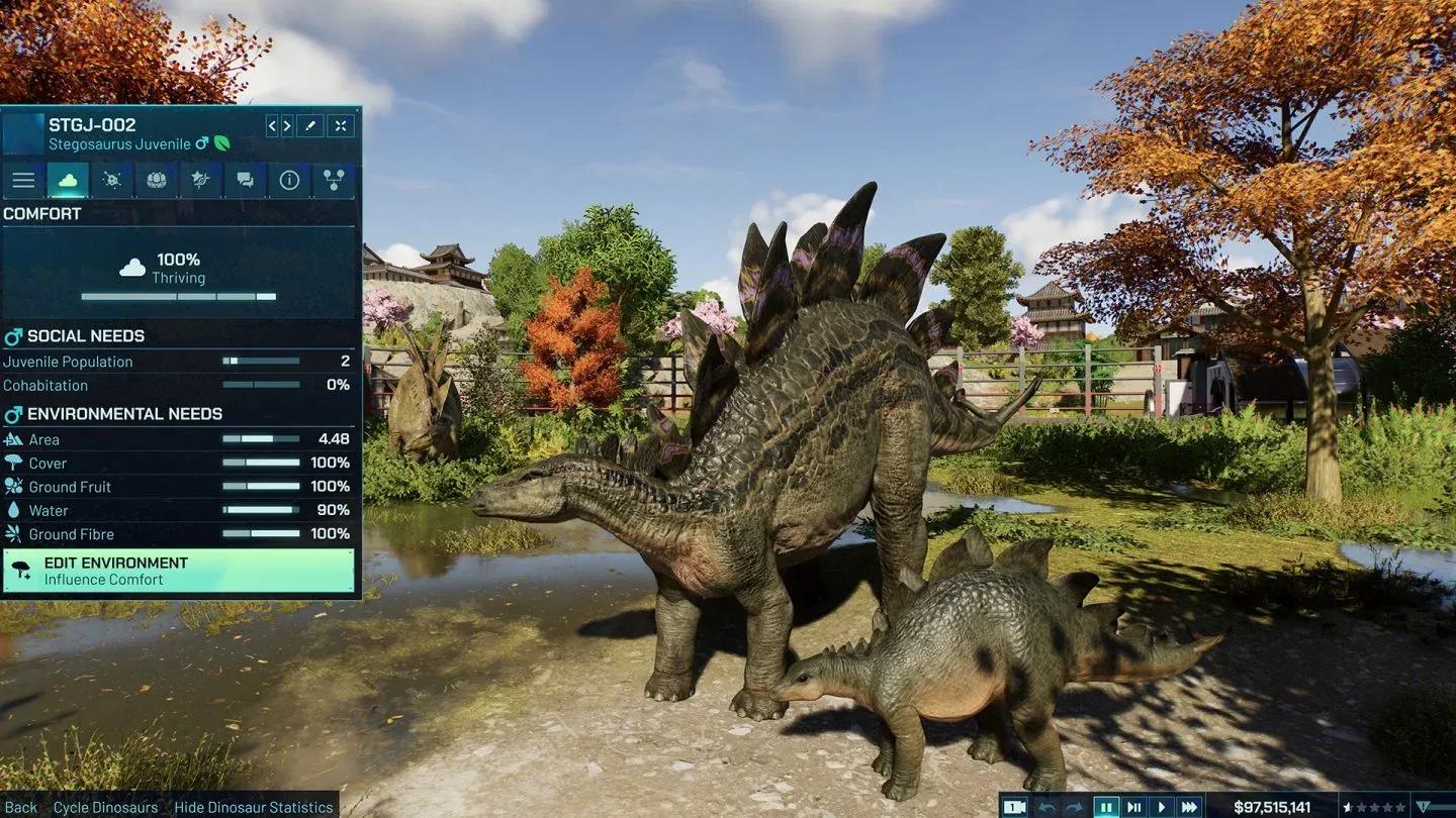 Dinosaur lifespan stats panel