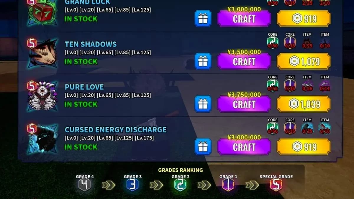 Permanent Cursed Techniques shop