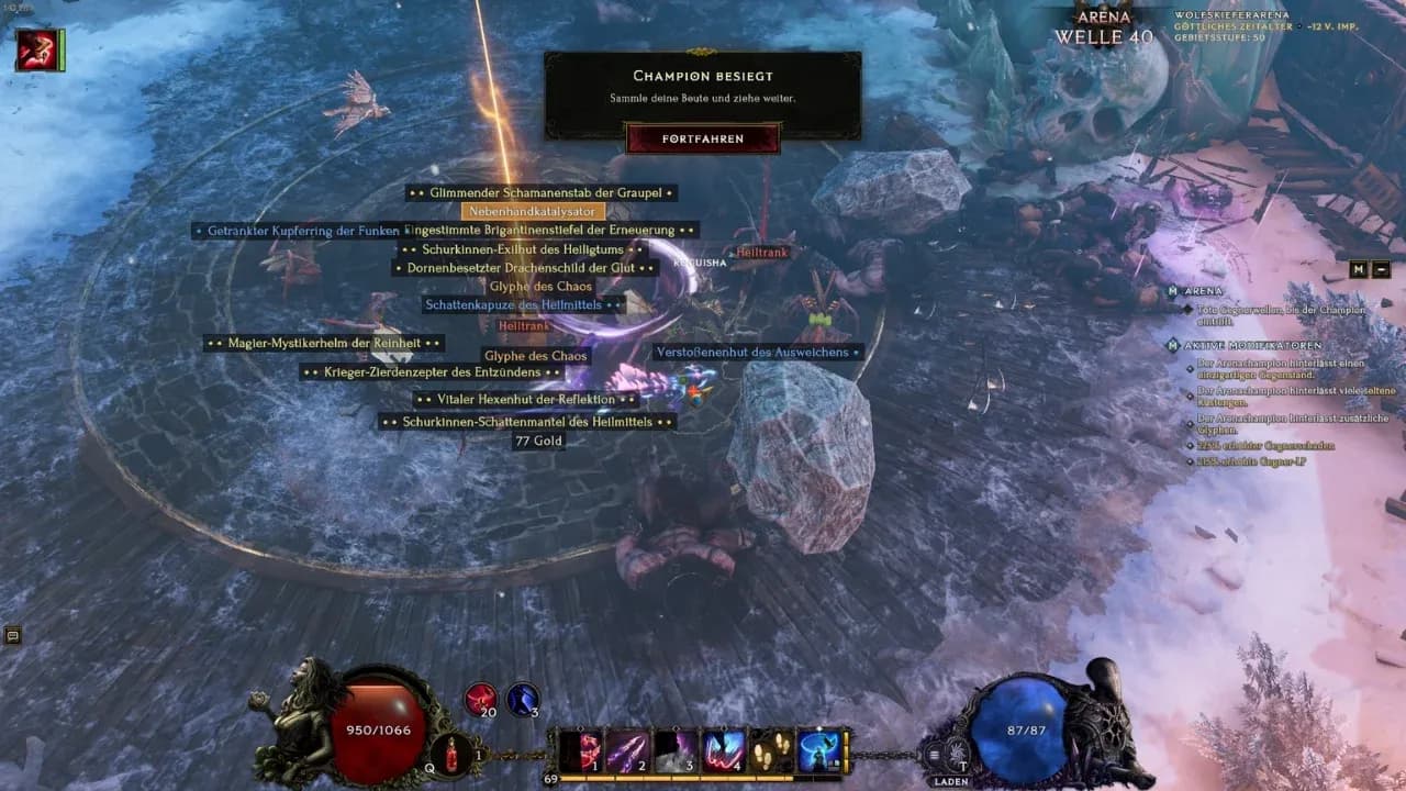 Contador de oleadas y rangos de la Arena Infinita