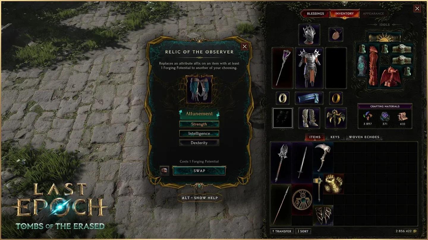 Idol Altar refracted slot layout