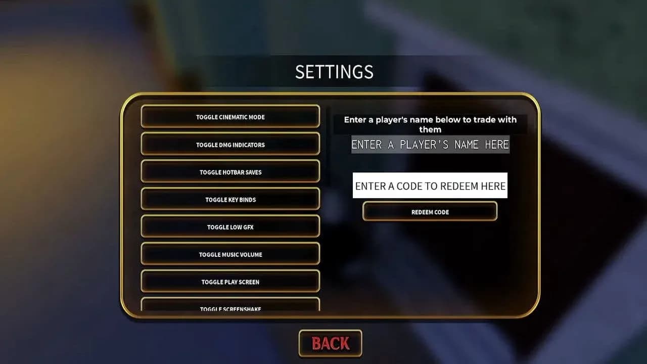 Code entry in YBA settings