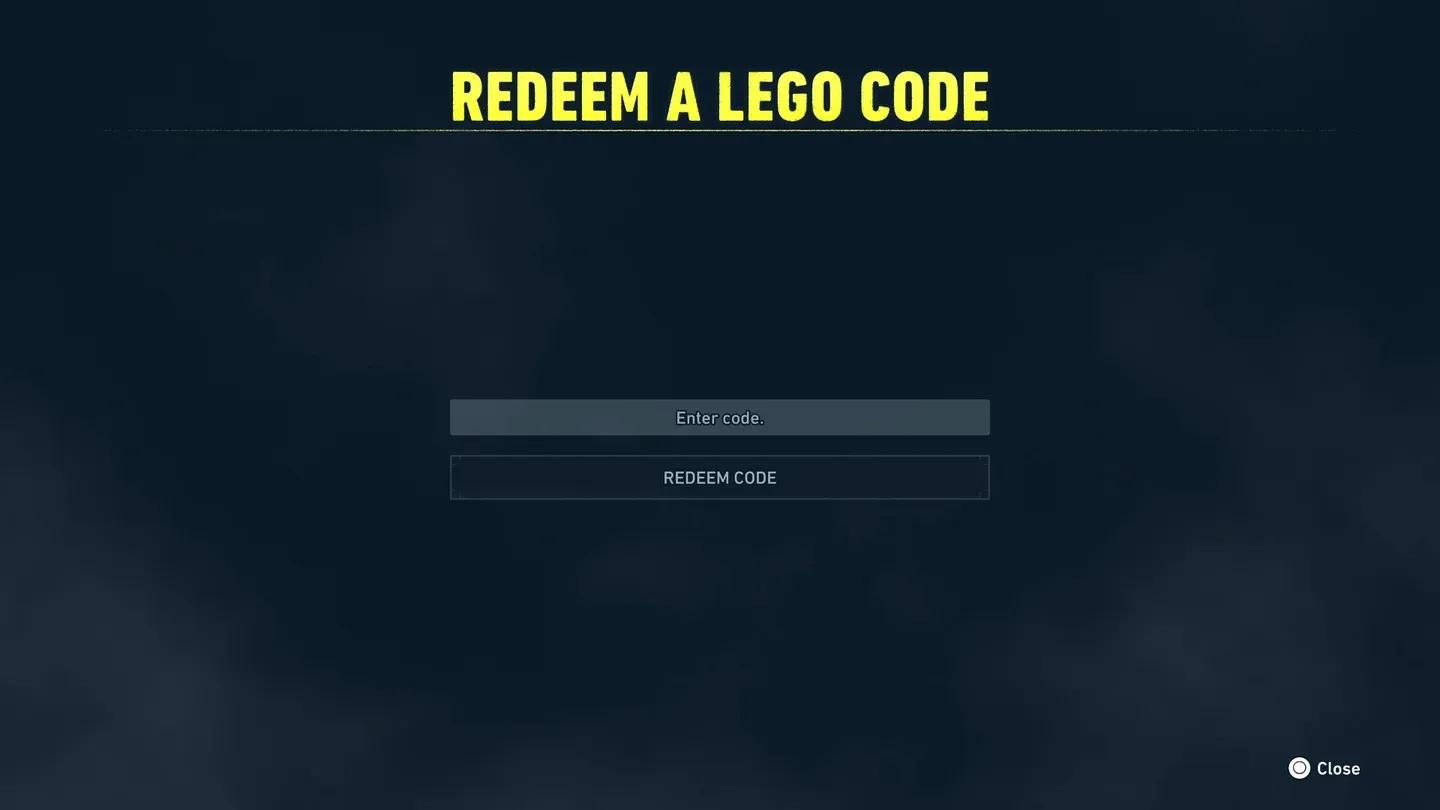 Code entry on main menu