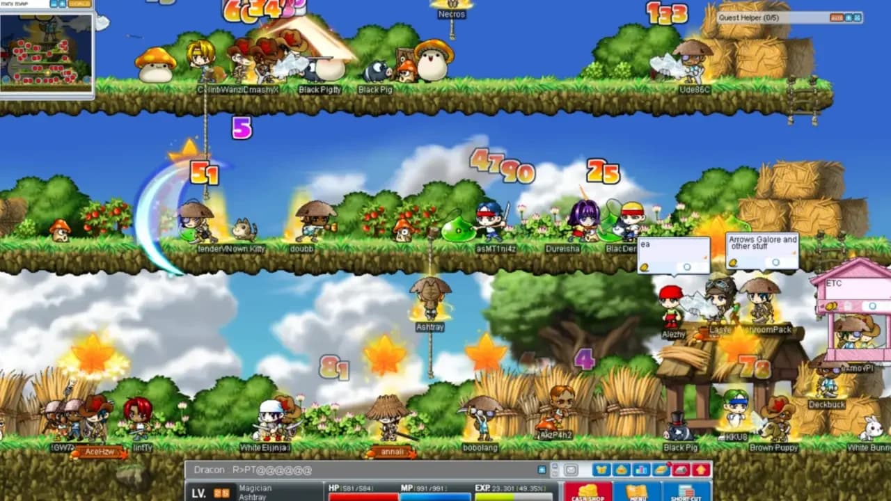 Cửa sổ kỹ năng Sát Thủ MapleStory Classic World hiển thị Mastery, Critical Throw, Booster và Haste