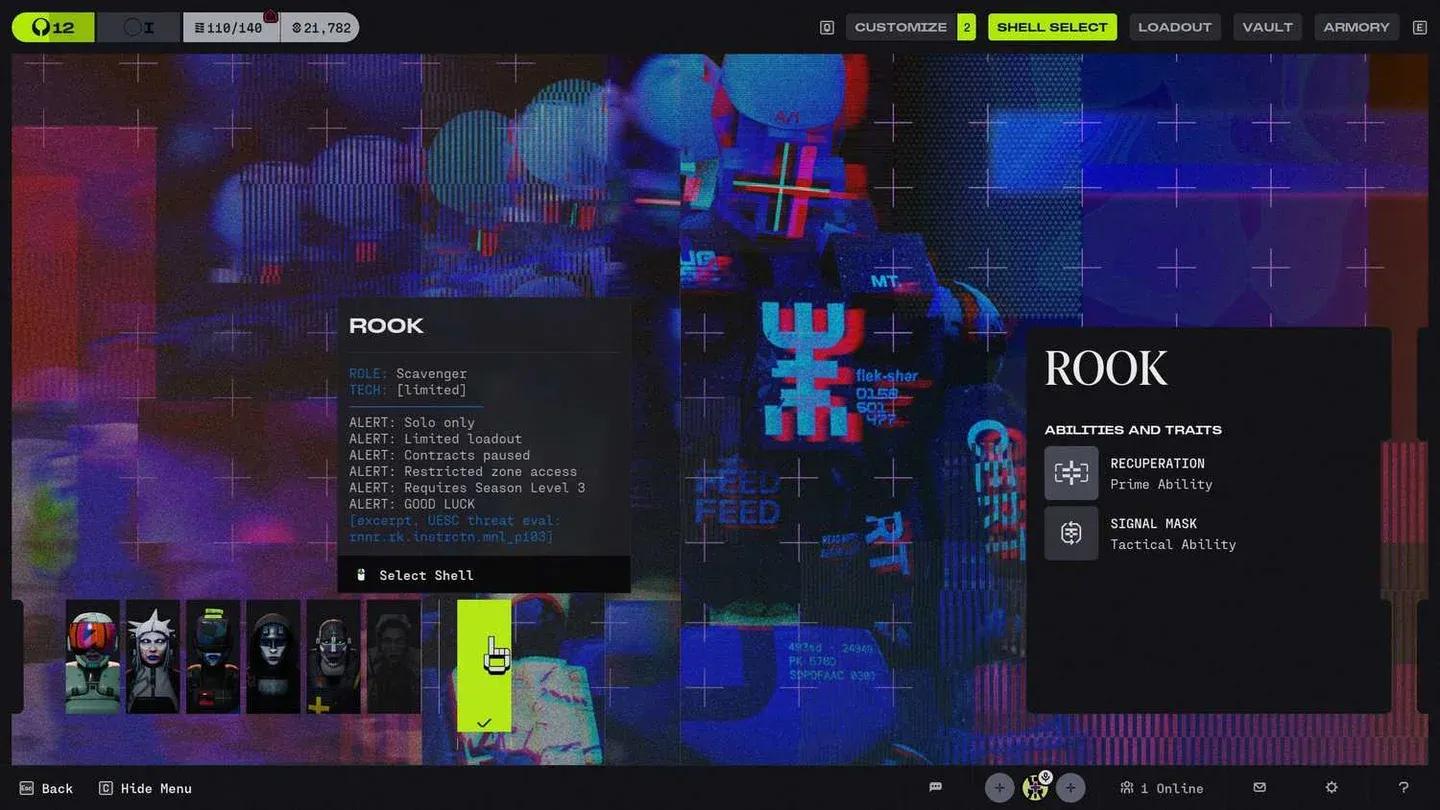 Rook Prototype Shell select