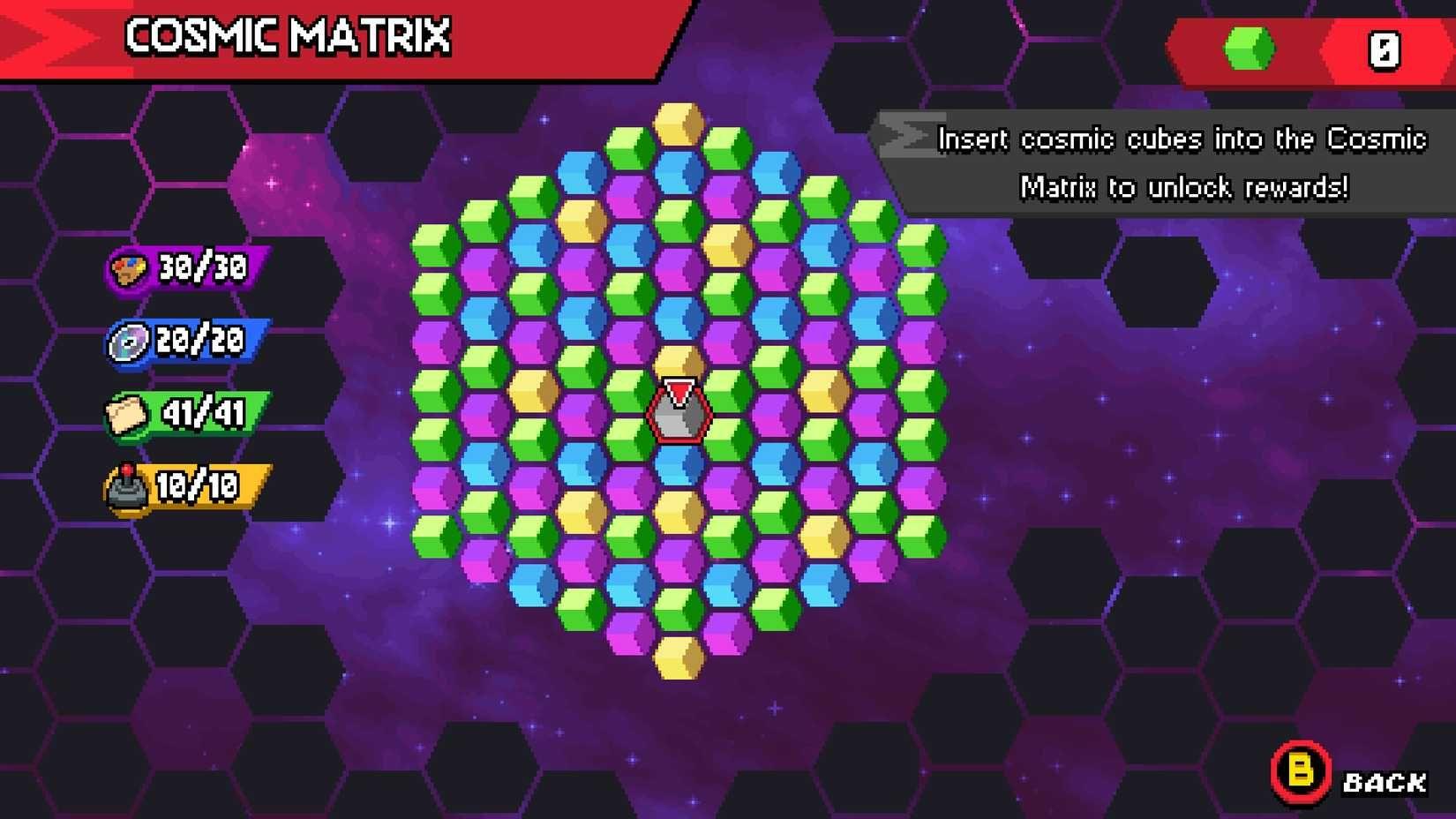 Cosmic Matrix unlock screen