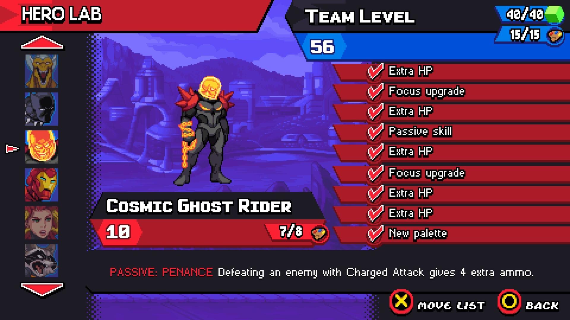 Hero Lab progression screen