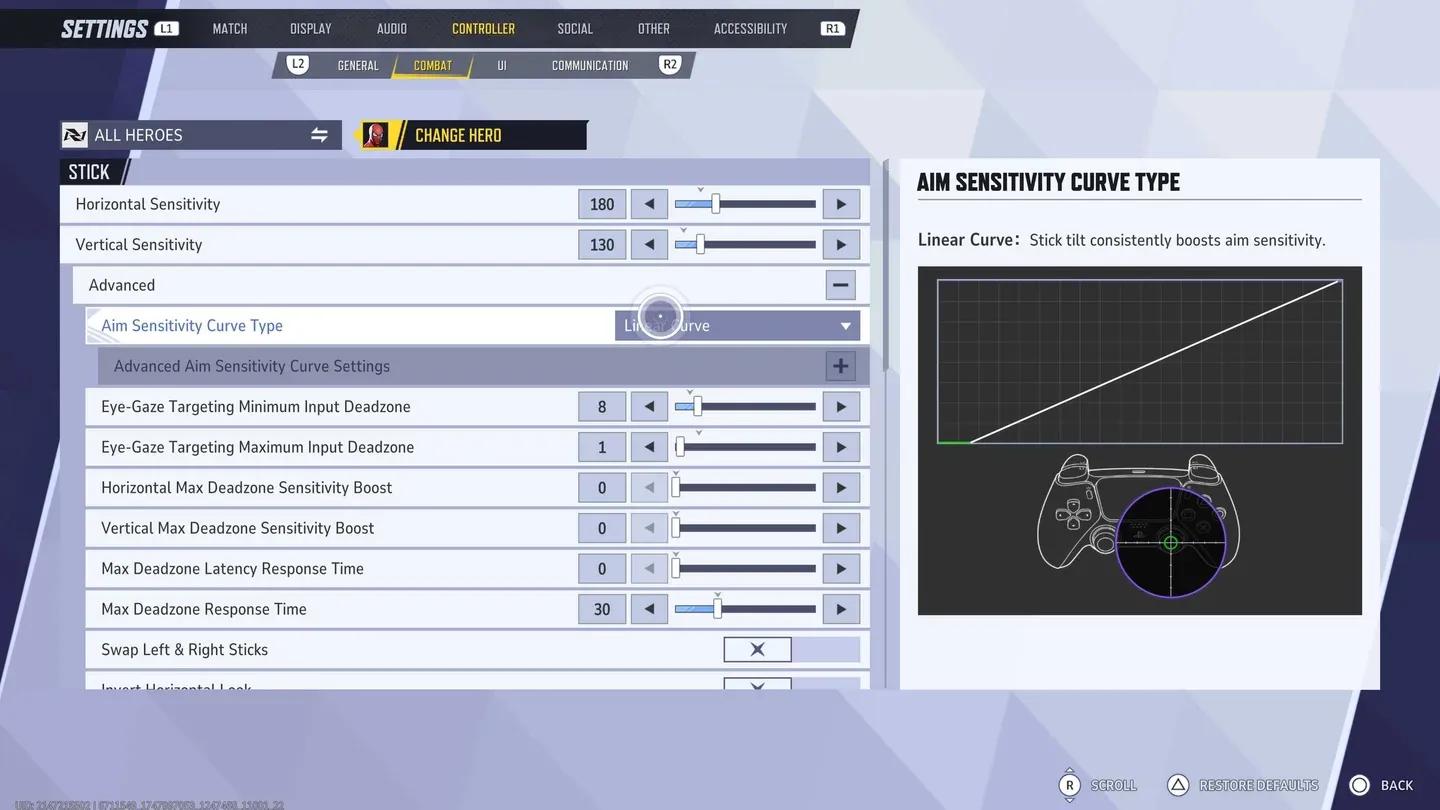 Input settings in Marvel Rivals