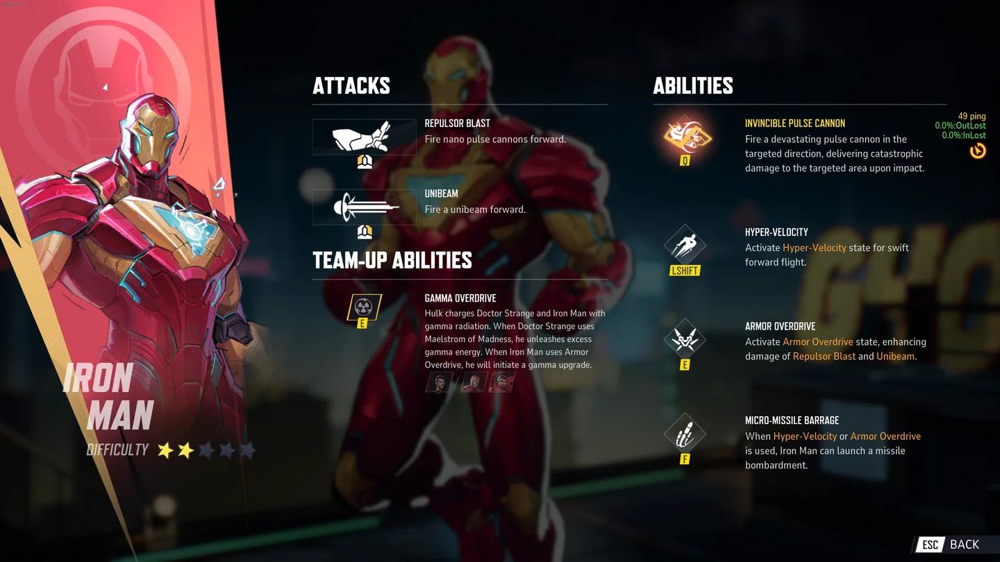 近くの敵に向けて自動追尾ミサイルを発射するIron Man