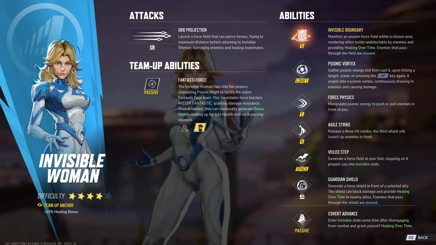 味方にGuardian Shieldを展開するInvisible Woman