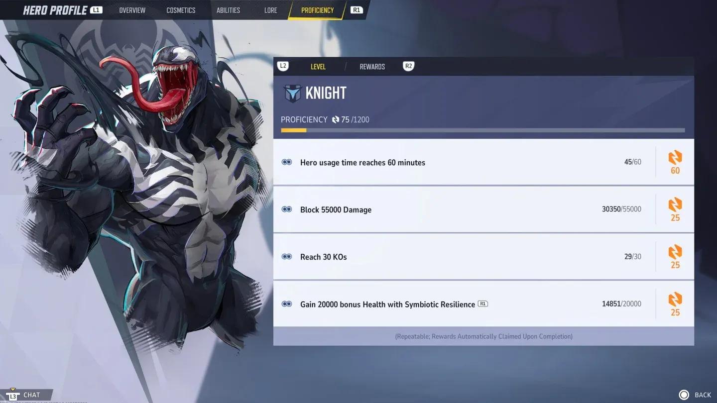 Proficiency mission tab overview