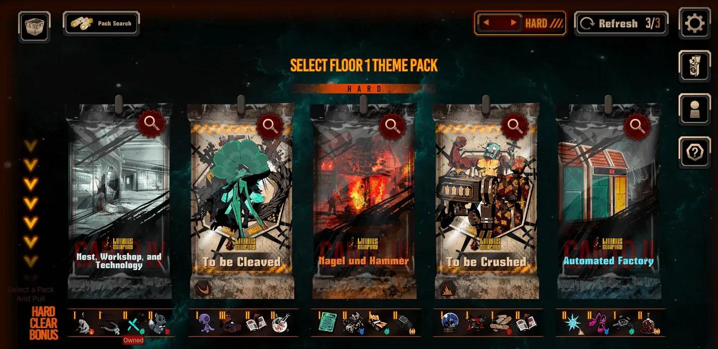 Sélection d'étage de pack thématique