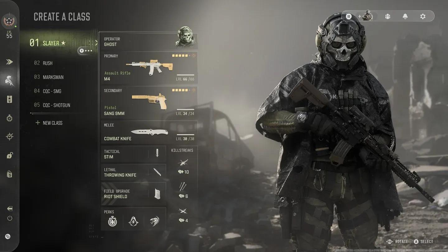 MW4 operator customization screen