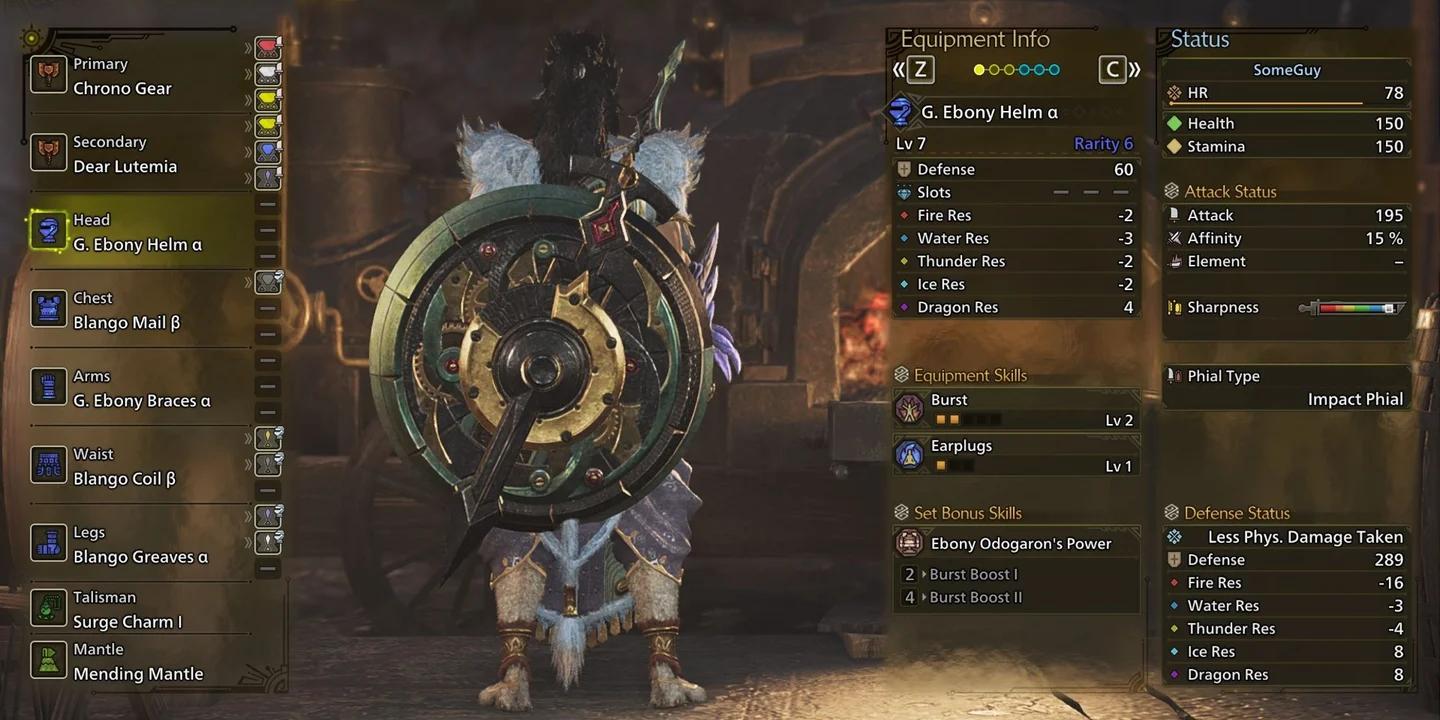 Survival loadout showing Damascus Helm alpha with Chatacabra, Melahoa, and Guardian Ebony armor