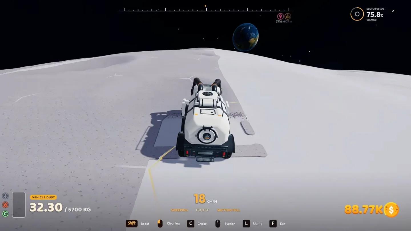 JOONAS moving between dirty sectors on the Moon surface