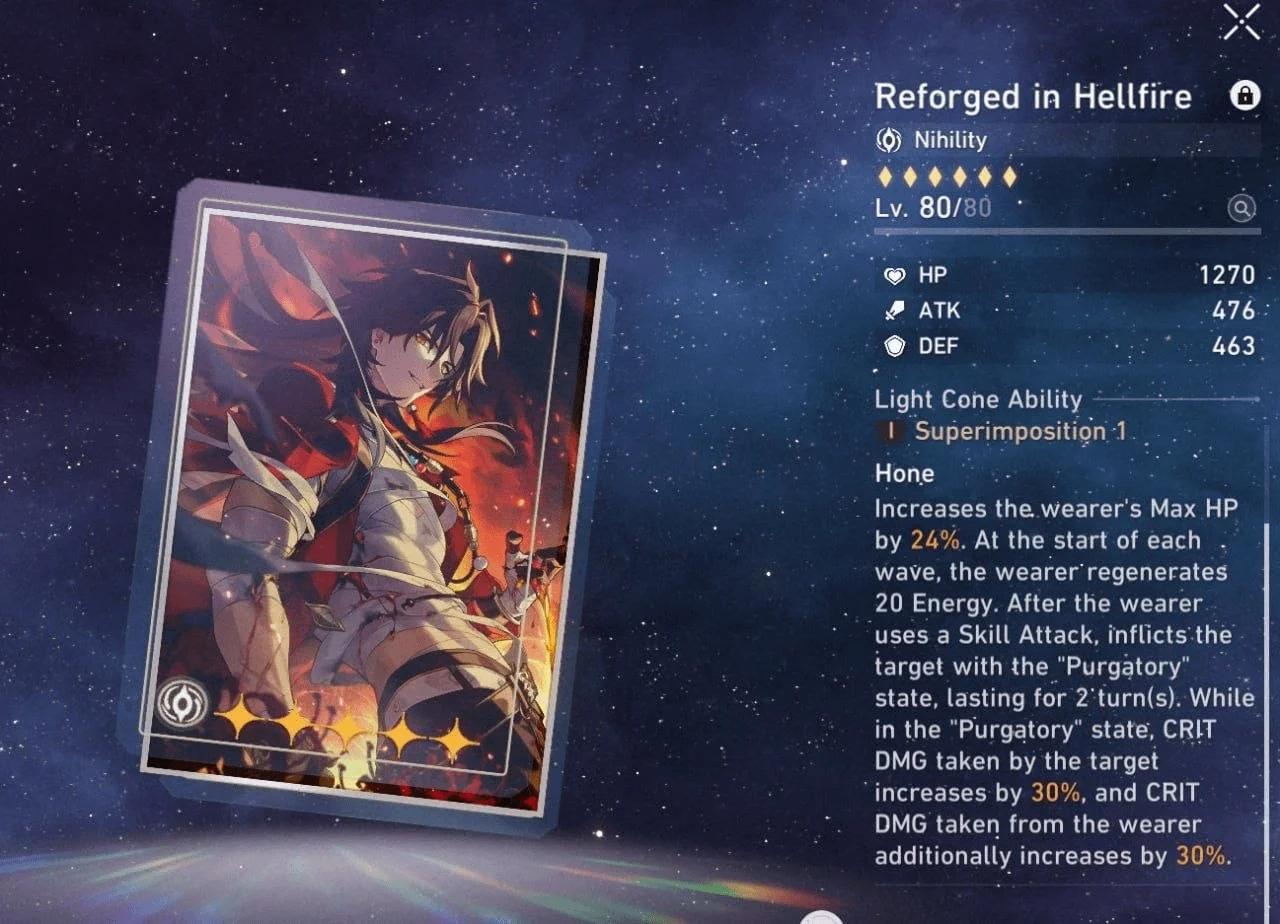 Divine-Querying Master Smith relic set equipped on Mortenax Blade in Honkai Star Rail