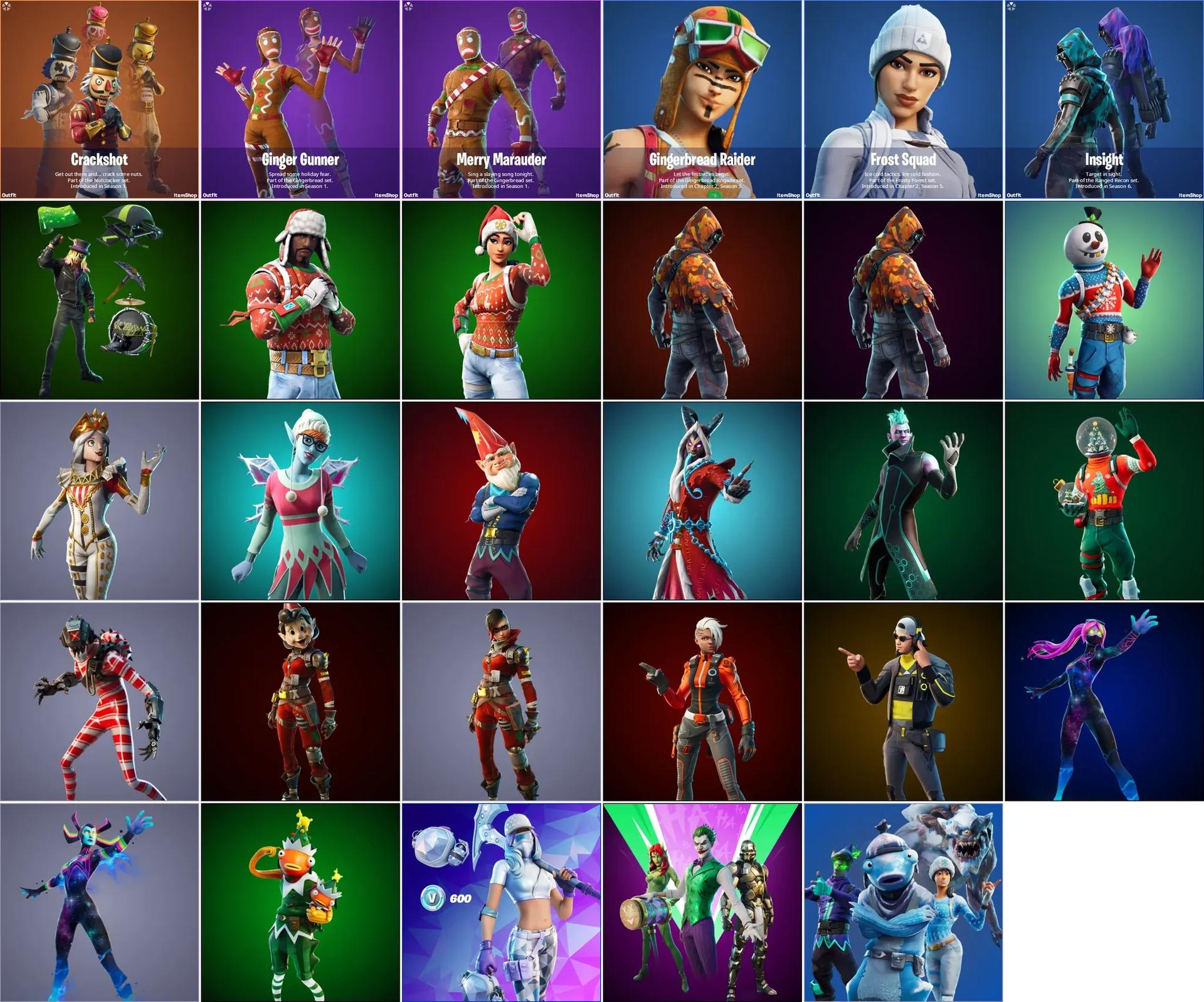These are the skins that got the image for the updated item shop layout in today's patch! It wasn't possible for me to export some of the new images, so I just