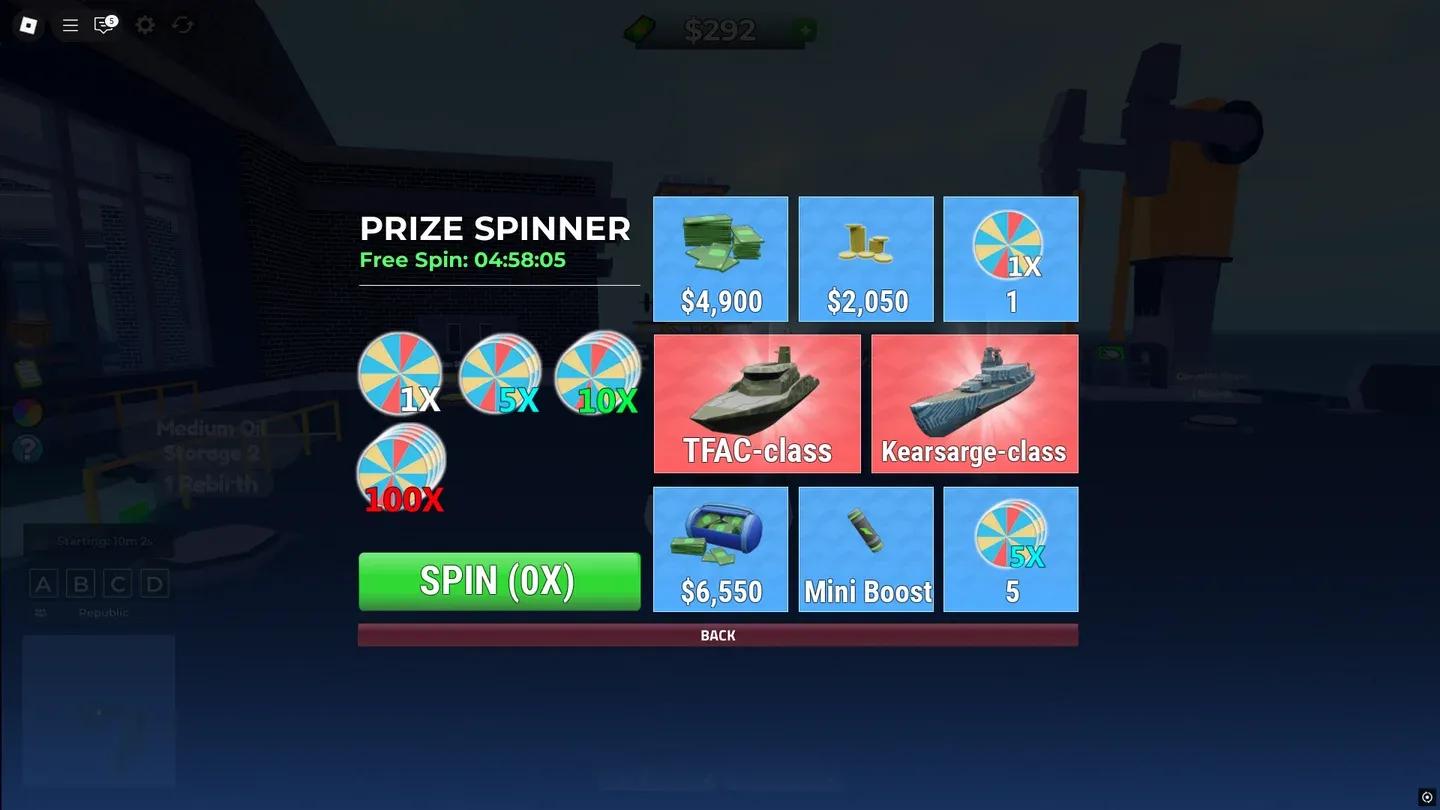 Lucky wheel reward screen