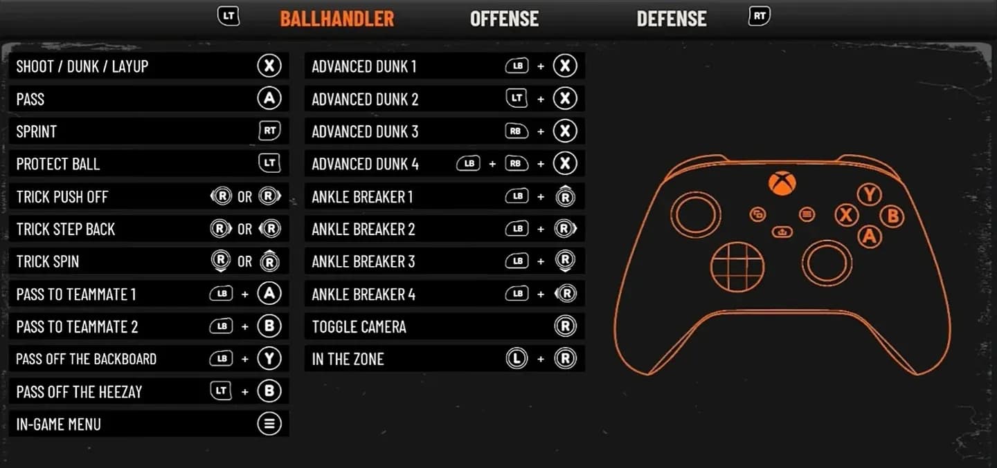 Xbox ballhandler controls