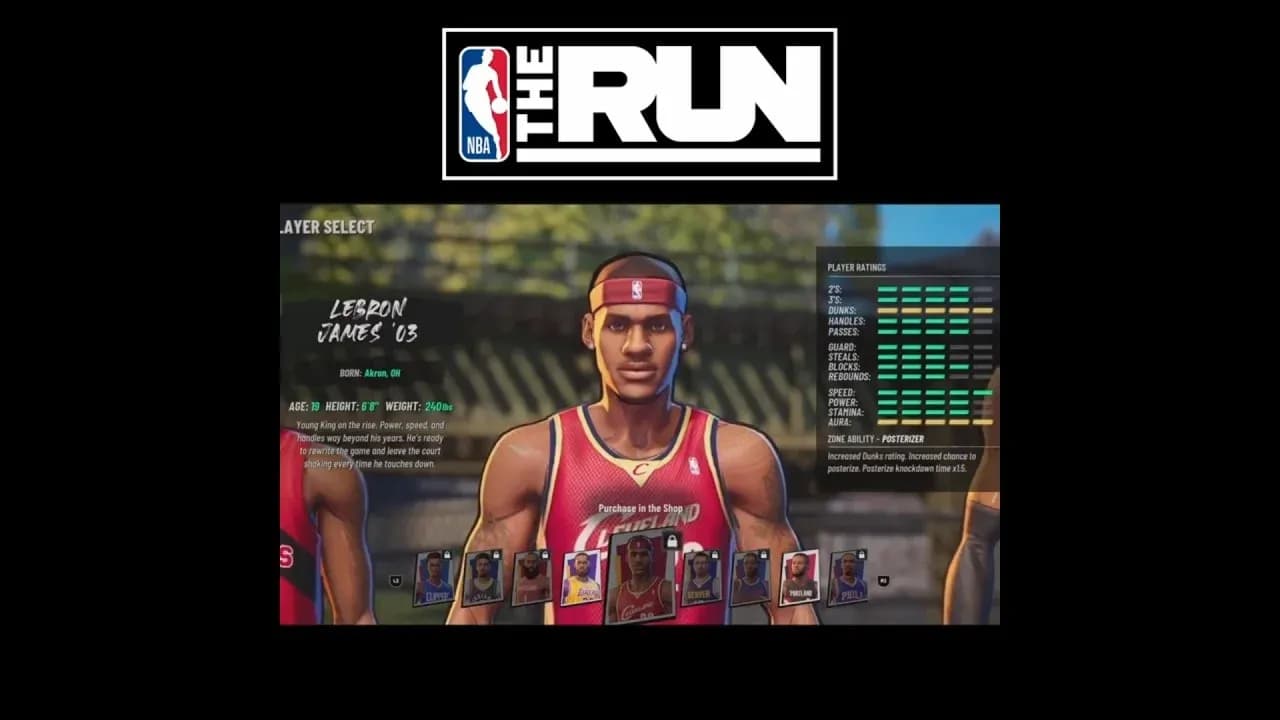 NBA The Run roster screen