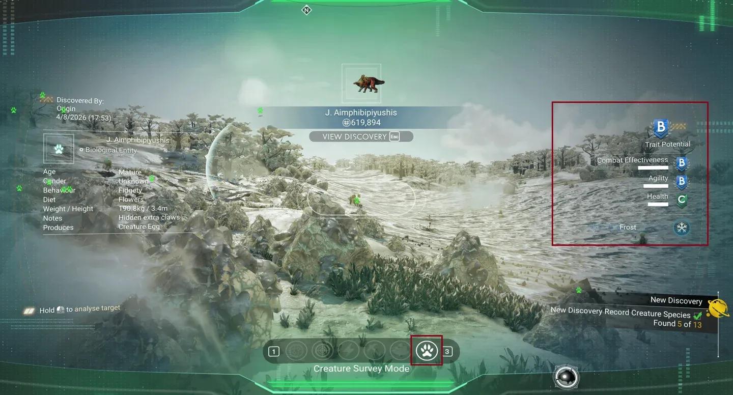 Creature Survey battle trait scan