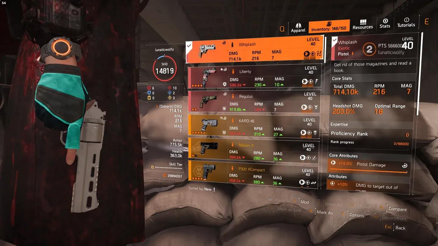 Whiplash pistol talent details