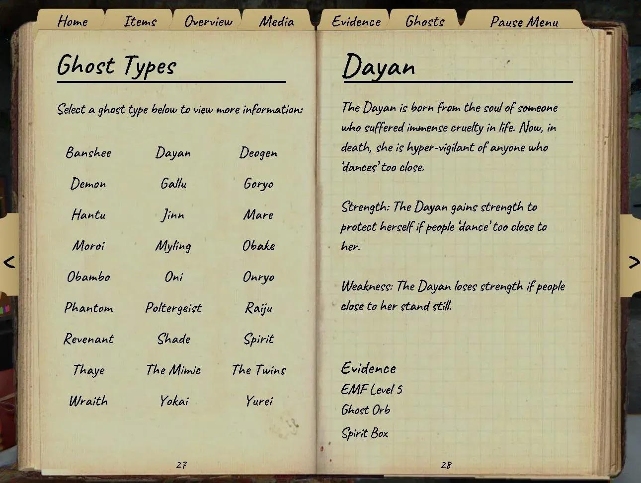 Journal evidence tracking screen