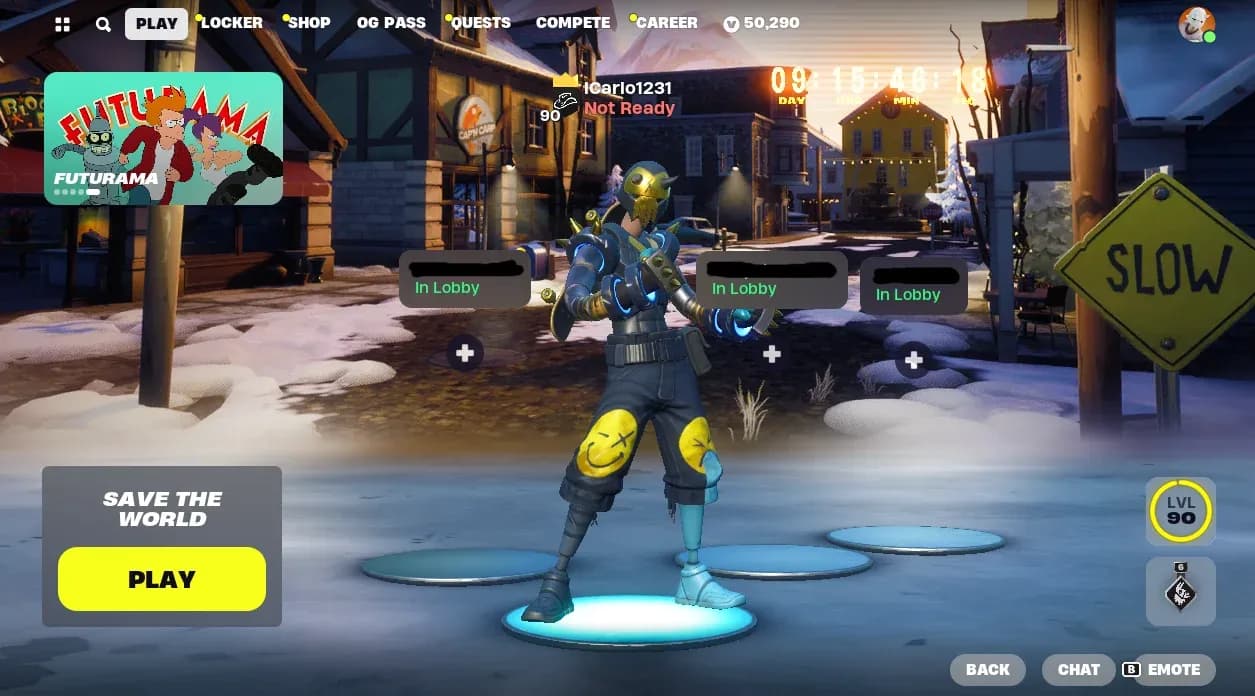 Save the World mode selector