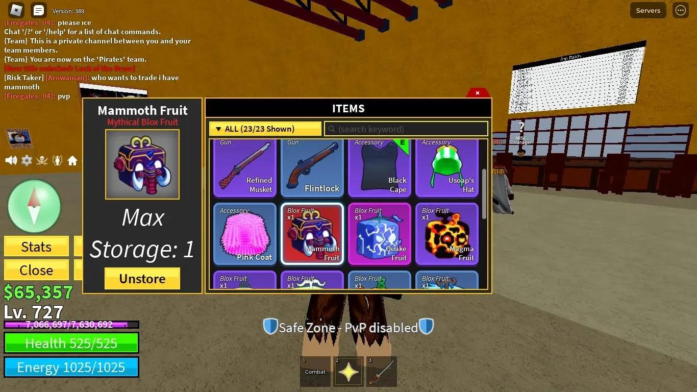 Accessory stat comparison menu