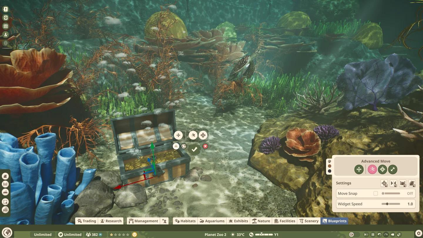 Planet Zoo 2 exhibit tank with Axolotl inside