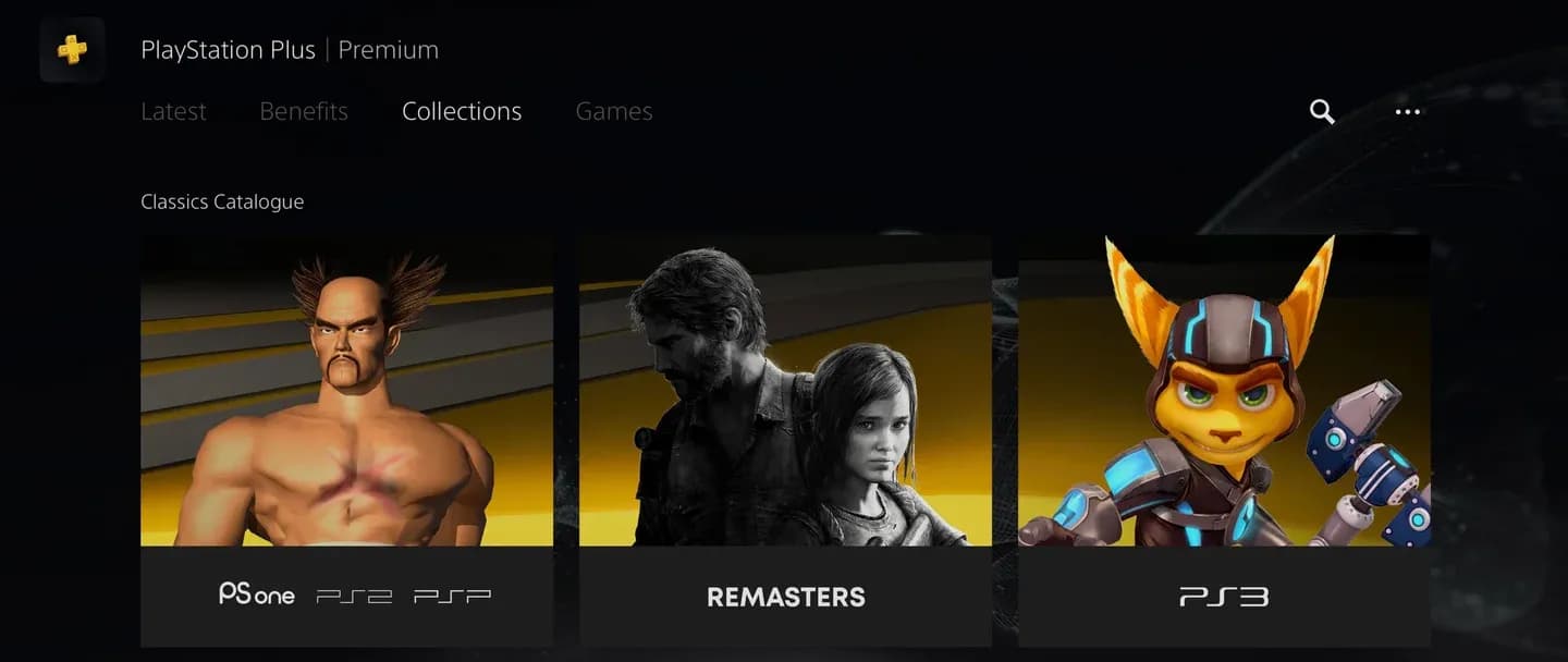 PS Plus tier select screen