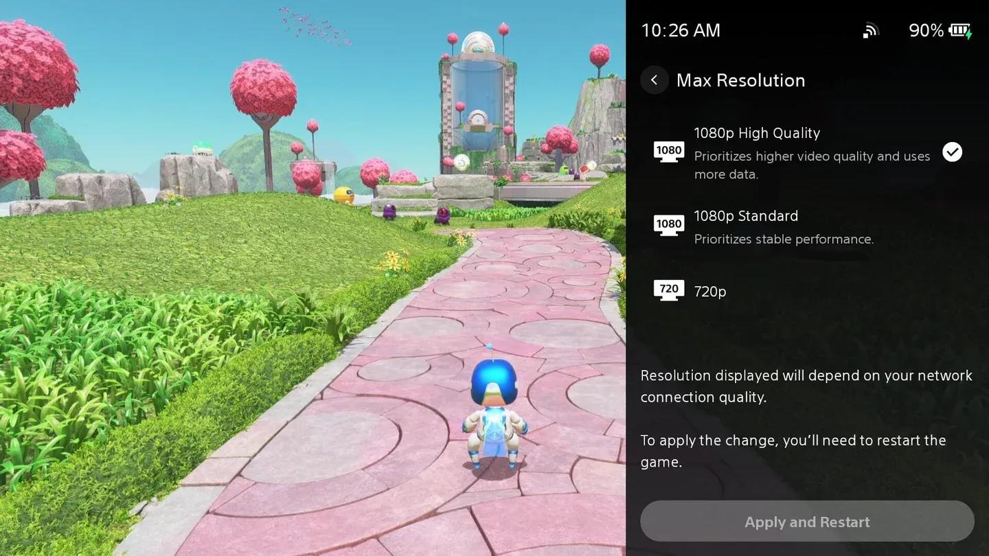 New 1080p High Quality toggle