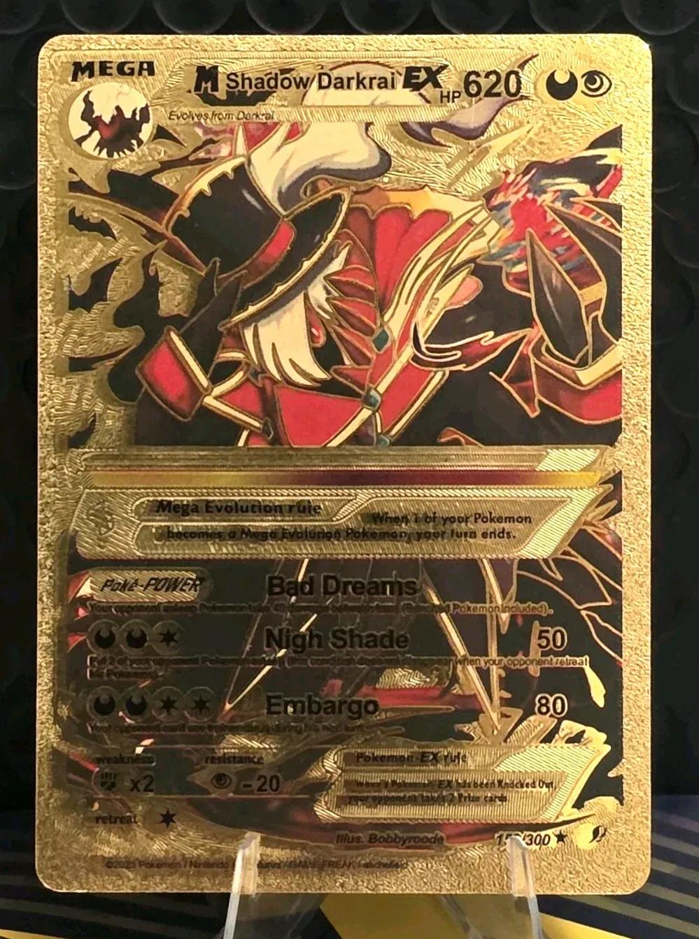 Mega Shadow Darkrai 620hp Gold Foil Fan Art Card Pokemon Card Collectible