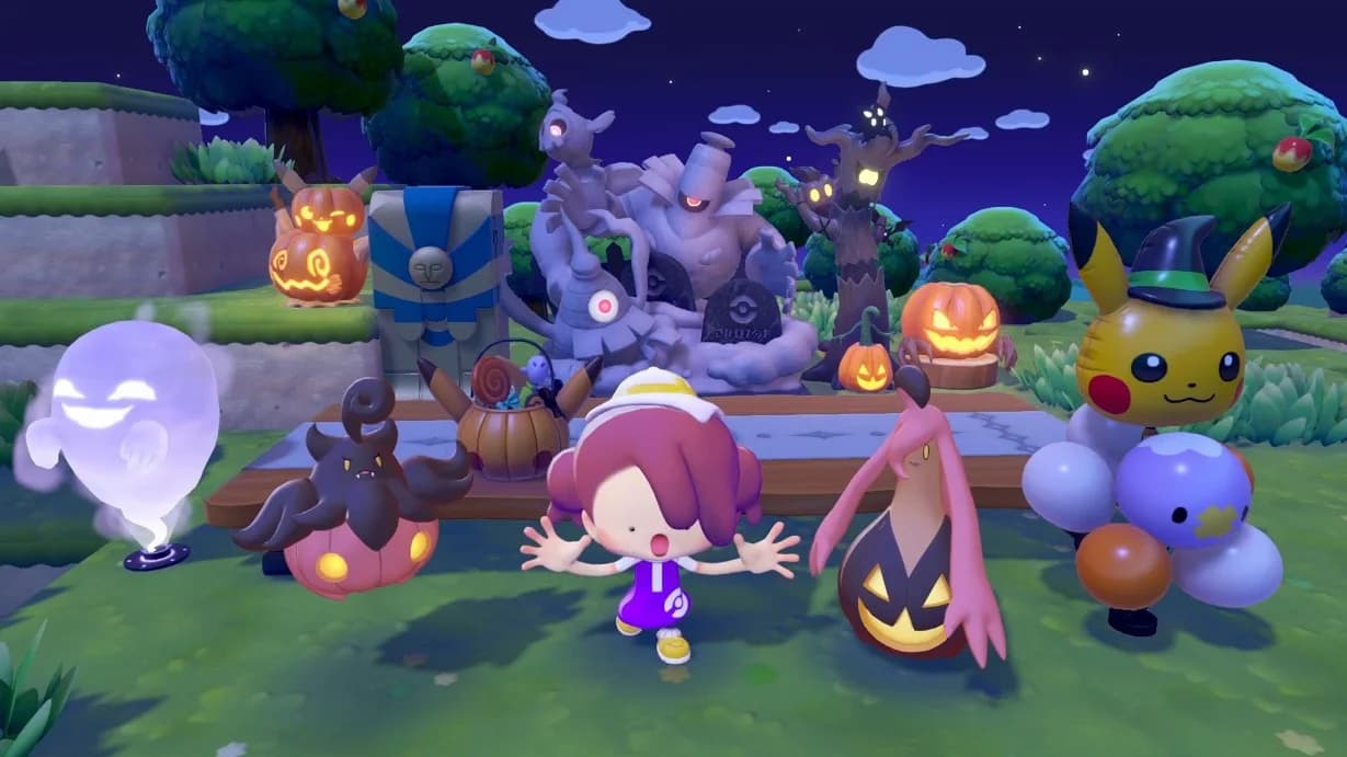 Trevenant 가로등과 호박 랜턴이 배치된 Creepy pumpkins 서식지