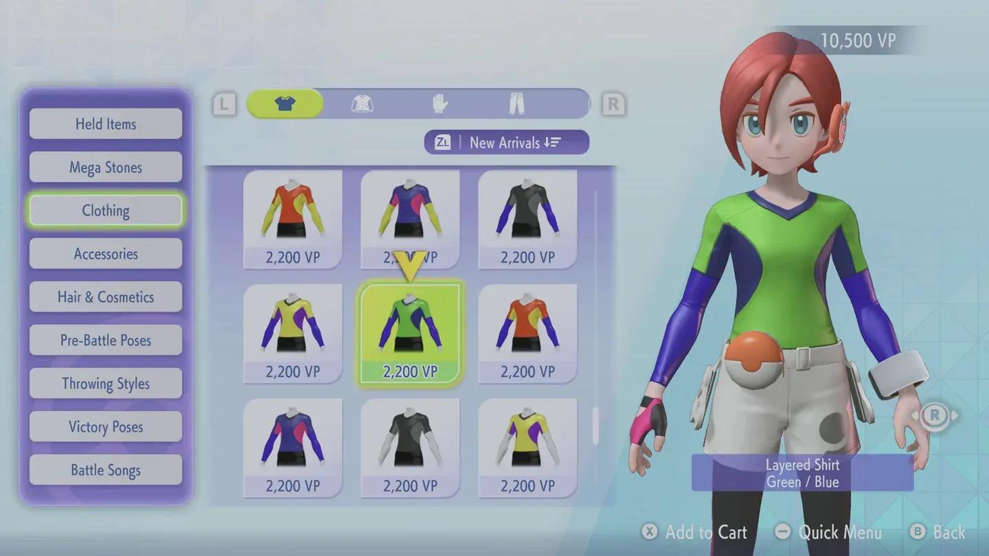 Shop VP purchase menu