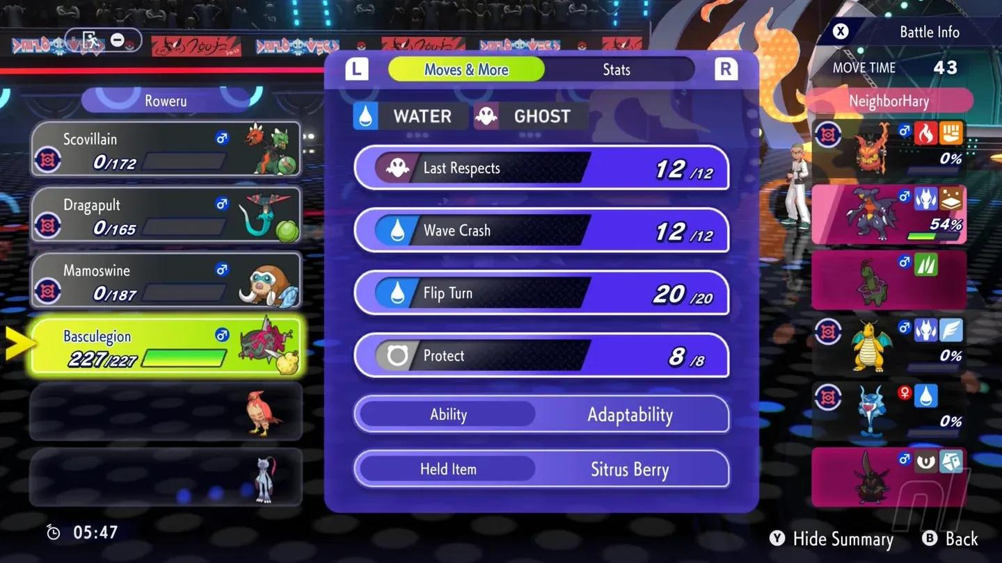 Speed stat overview screen