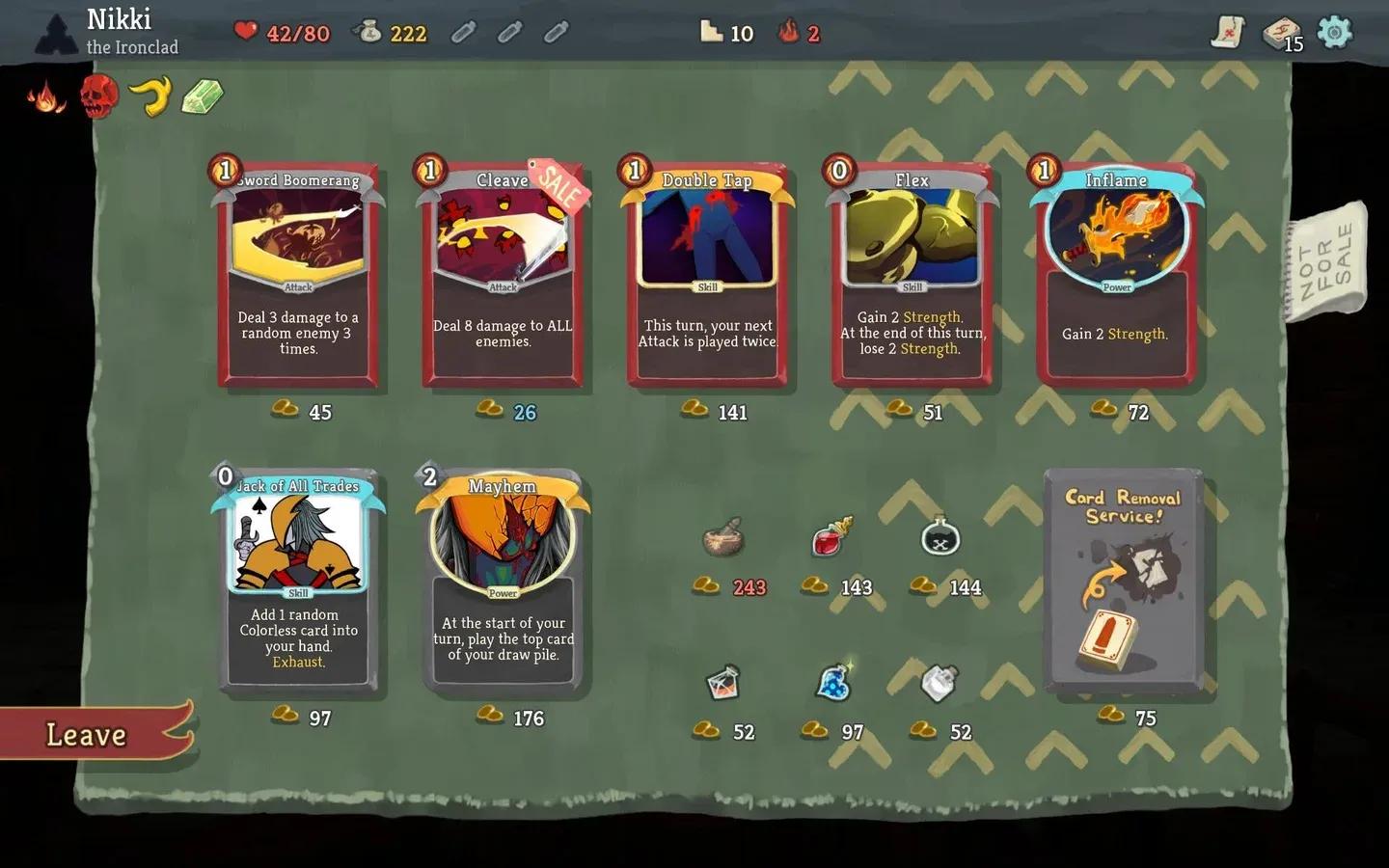 Ironclad card draft screen