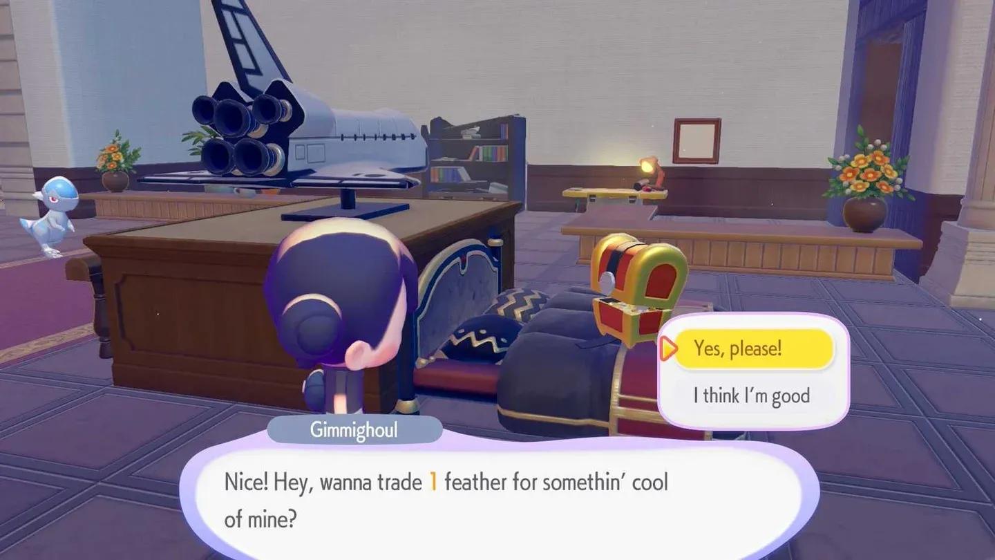 Trade feathers at the museum