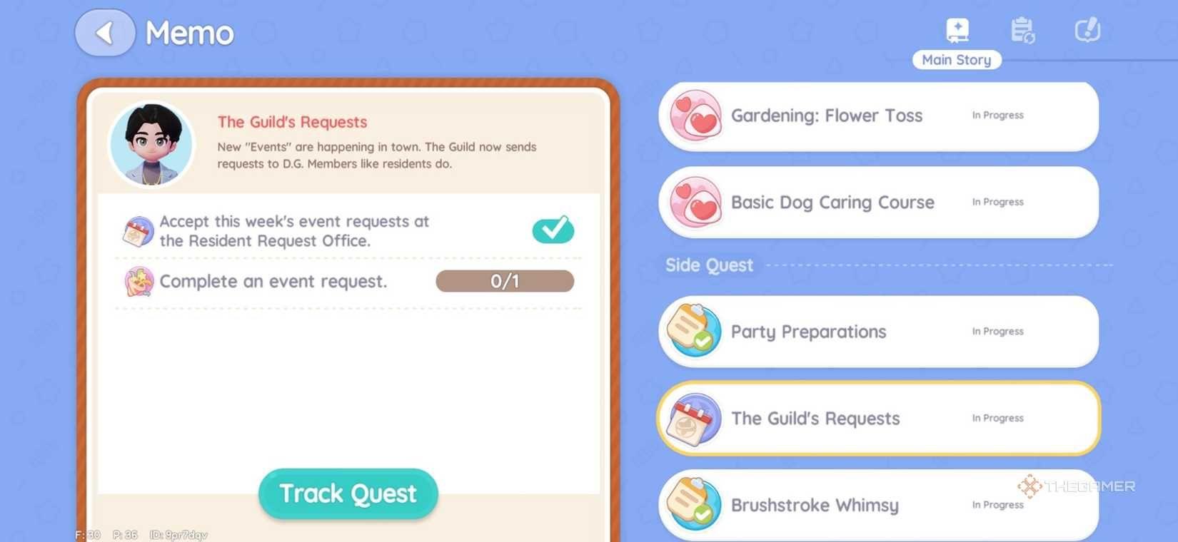 Daily resident quest interface