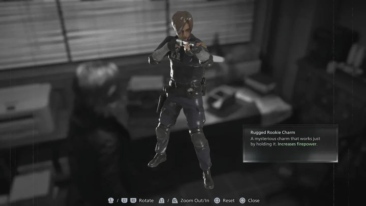 Leon's weapon inventory screen
