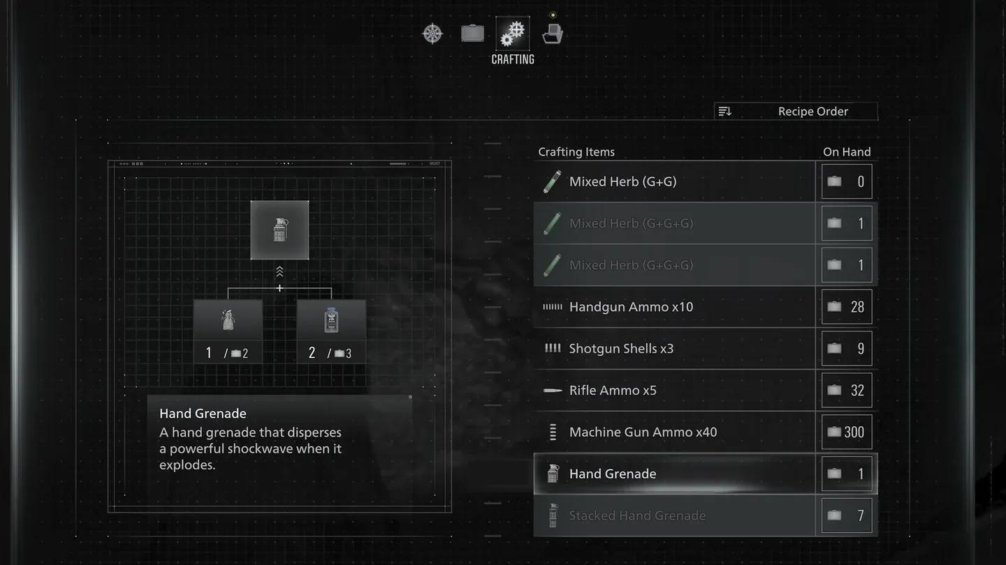 Leon crafting materials screen