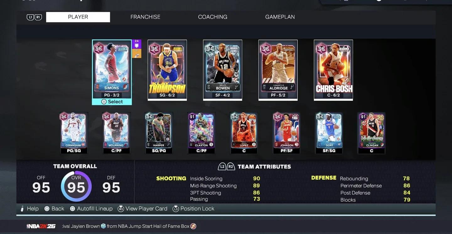 Season 5 lineup setup